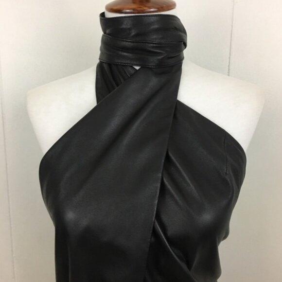 Magda Butrym Black Leather Wrap Halter Bodysuit 8 - Picture 7 of 13